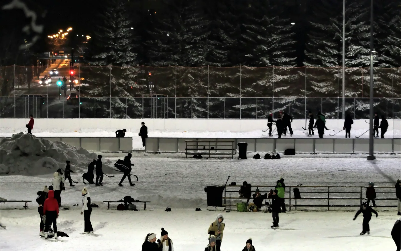 Indoor hockey arena with empty ice